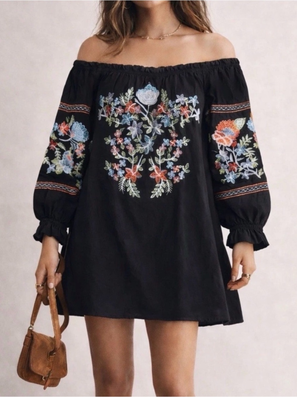 Free People Fleur du Jour mini dress in black